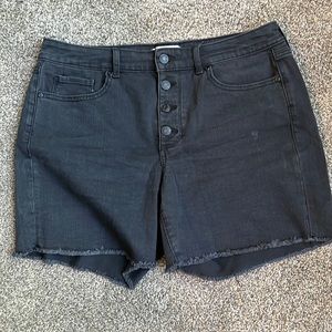Black denim shorts
